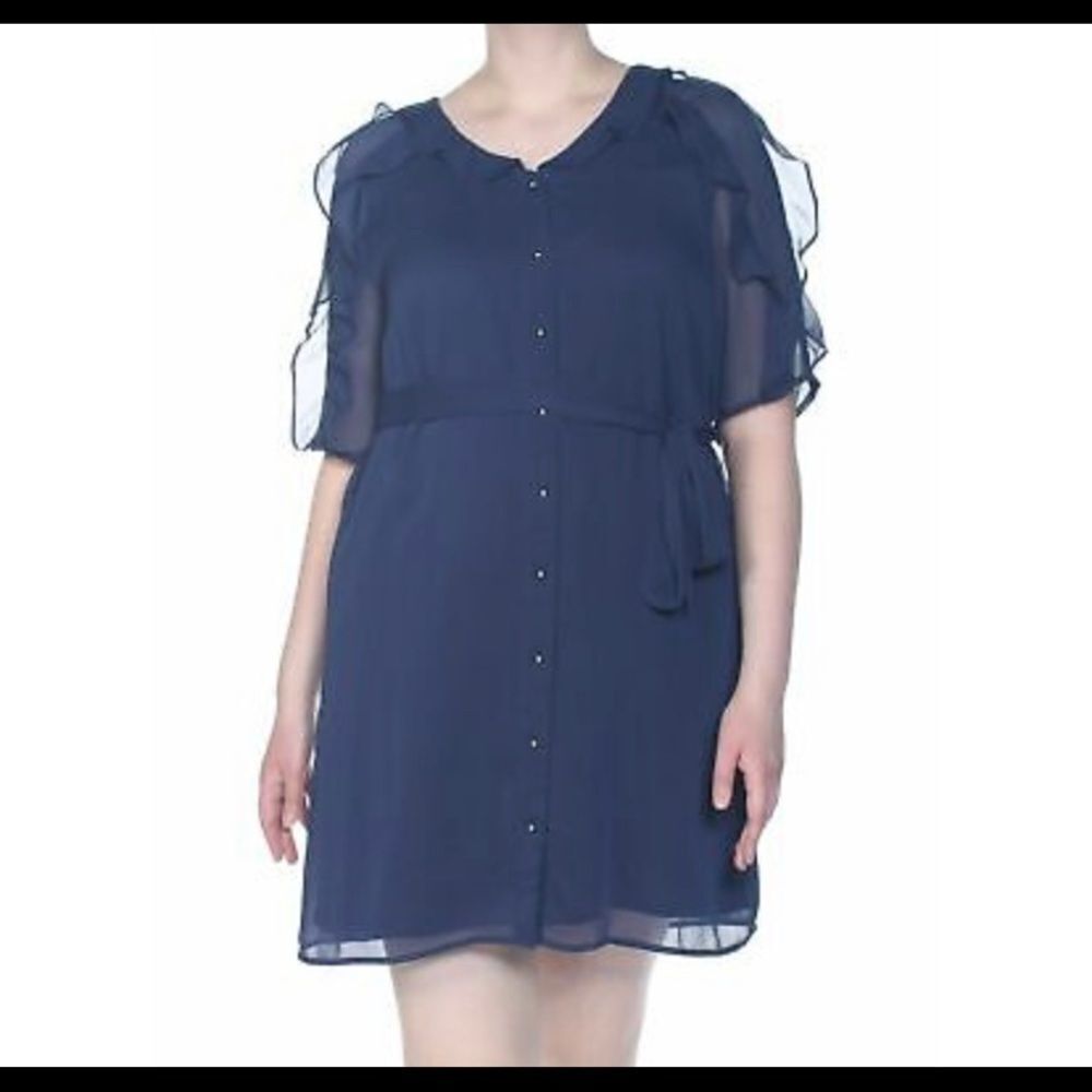 Maison jules Womens Ruffle Trimmed Shirt Dress